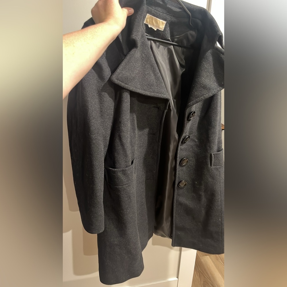 MICHAEL Michael Kors Black Pea Coat Wool Blend